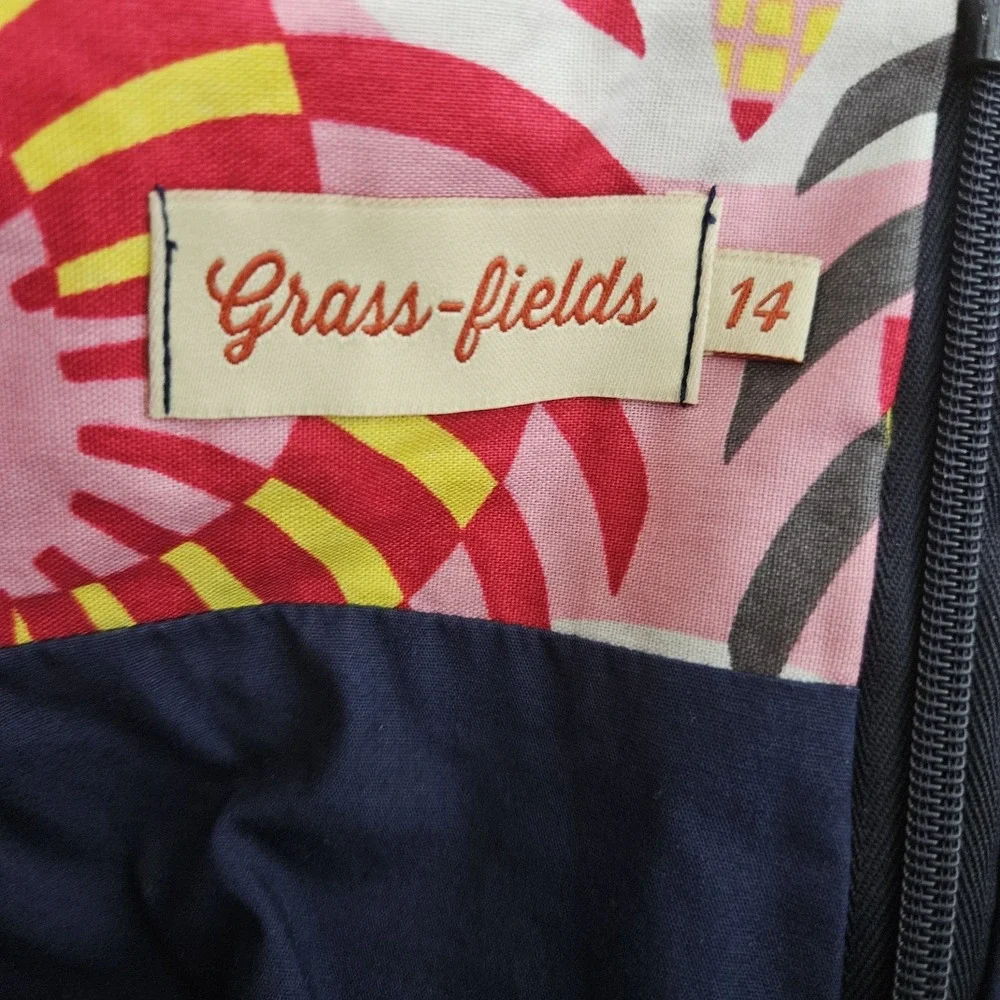 Grass Fields African Pencil Skirt Girls SZ 14 (30x23) Geometric Print Zipper EUC